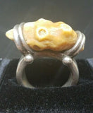 Rare antique coral and silver ring size 11.5