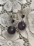 Antique French Ornate Silver + Gold Tone Amethyst Turquoise Pierced Earrings