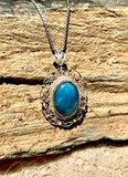 Vintage Sterling Silver Filigree Turquoise Cameo Pin Pendant W 925 Silver Chain