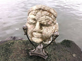 16th Century Indian Carved Stone Head Rock sculpture Rare Spiritual Artifact