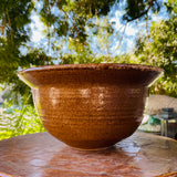 Vintage Artisan Signed Stoneware Pottery Brown Speckled Ceramic Bowl