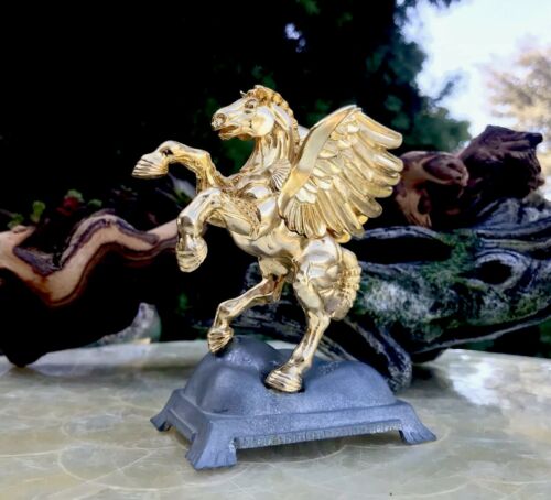 Signed Carver E. Tripp # 554 Gold Leaf + Pewter Pegasus Winged Horse Statue