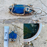 Vintage Sterling Silver 925 Lapis Lazuli Large Aquamarine Gemstone Pendant 21.4g