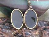 Antique Vintage Hallmarked MM 375 9k Gold Necklace + Floral Etched Oval Locket