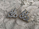 Vintage Swarovski Gold Tone Rhinestone Crystal Knot Design Clip On Earrings