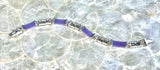 Rare Purple Jade Inlaid Marquisite Sterling Silver Bracelet 7.5”