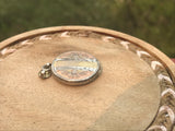 Vintage 3 tone Silver Gold Copper Tone Mixed Metal Etched Round Locket Pendant