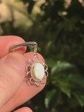 Signed Sterling Silver 925 White Opal Dangle Drop Floral Pierced Earrings