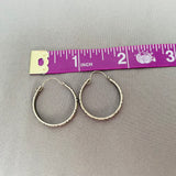 Vintage Sterling Silver 925 Hammered Metal Hoop Pierced Hoops Earrings