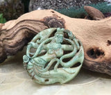 Antique Jade Jadeite Carved Mermaid Pendant