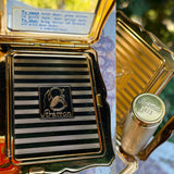 Rare Vintage Stratton Compact Case Black Crown Lipstick Powder Vanity Mirror
