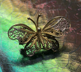 Vintage Sterling 900 Silver Yellow Gold Tone Butterfly Pin Brooch