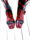Jeffrey Campbell Signed Red White + Black Snakeskin + Leather Thigh High Boots