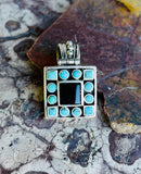 Sterling Silver 925 Turquoise & Black Onyx Stone Charm Pendant Ornate Bail 5.1g