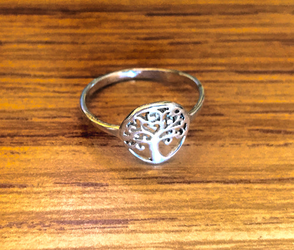 Vintage Sterling Silver 925 Signed Tree of Life Ring Size 8