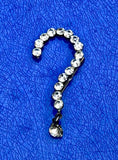 Vintage Unique White Rhinestone ? Question Mark Brooch Pin