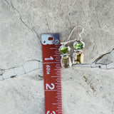 Vintage Sterling Silver 925 Peridot & Citrine Gem Stone Dangle Earrings 6.5g