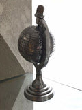 Silver Tone Metal World Globe Decor Desk Paperweight 8” Tall