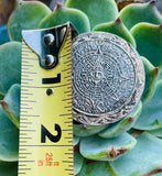 Vintage Sterling Silver Signed 925 Aztec Mayan Calendar Brooch Pin Pendant