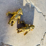 Antique Man & Woman Gold Rush Brass Metal Art Decorative Figurines Set of 2