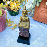 Antique Red Gold Wood Thai Buddha Spiritual Temple Relic Armstrong Collection