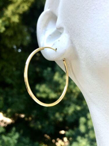 Vermeil Gold over Sterling Silver Signed 925 AV Hinged Hoop Earrings Hoops