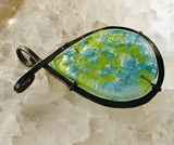 Vintage Sterling Silver 925 Blue Green Glass Art Pendant