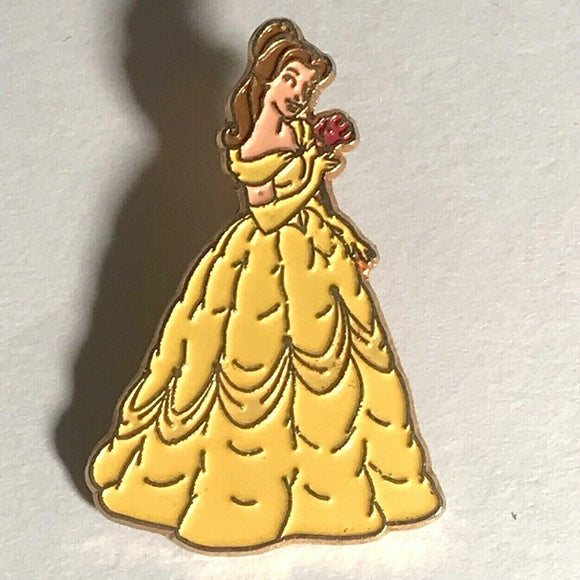 Disney Beauty Beast Belle Holding Red Rose Pin