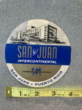 San Juan Intercontinental Puerto Rico Original Unused Luggage Label Sticker Rare