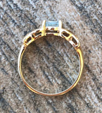 Vintage Gold Over Sterling Silver Signed 925 Oval Blue Topaz Ladies Ring Size 7
