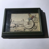 1966 Vintage Anton Pieck 3D Paper Card Shadow Box Folk Art Penny Farthing, Pigs