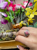Sterling Silver 925 Pink Rhodochrosite Diamond Shape Ring Size 10 Weighs 7.6g