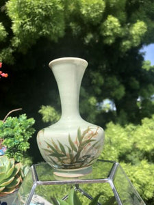 Siam Celadon Pottery Handmade In Thailand Wood Ash Glaze Green Bamboo Vase
