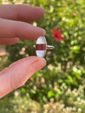 Vintage Sterling Silver Mother of Pearl Inlay Red Stone Ring 2.85g Size 5.25
