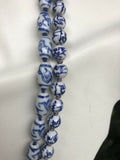 Antique Chinese Blue + White Porcelain Knotted Bead Necklace Set of 2