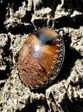 Vintage Sterling Oval Agate Stone Pendant