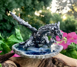 Pewter Dragon w Crystal Ball on Blue Agate