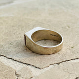 Sterling Silver 925 Sandstone Sun Stone Geometric Rectangle Bar Ring 8g Size 9.5