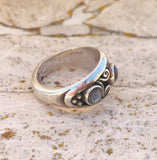 Vintage Sterling Silver 925 Ornate Abalone Shell Swirl Ring Size 6.5