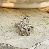 Sterling Silver 925 Marcasite Articulated Giraffe Animal Ring 4g Size 7.5-8