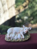 Vintage Homco Masterpiece Porcelain 1985 Mama Pig & Baby Piglets Figurine