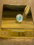 Vintage Sterling Silver 925 Handmade Larimar Blue Gem Stone Ring Size 9.5