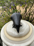 Black Metal Cast Iron Vintage Crow Bird Decorative Art Figurine Outdoor Statue