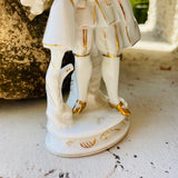Vintage Hand Made Porcelain Gold Tone Man Figurine Decorative Art