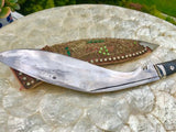 Vintage Gurkha Handmade Khukuri Kukri Knife Blade Wood Handle Beaded Scabbard