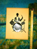 Vintage Musical Drummer Signed 1949 Silhouette Cut Out Tuxedo Drum Folk Art