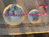 J & C Louise Bavaria Hand Painted Floral Dinner Plate Dish Set 2 Flower Plates