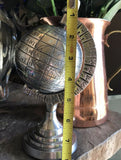 Silver Tone Metal World Globe Decor Desk Paperweight 8” Tall