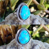 Vintage NA Navajo Signed Eugene Holgate Sterling Silver 925 Blue Turquoise Ring