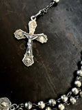 Antique Sterling Silver Religious Catholic Rosary Jesus and Mother Mary